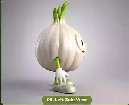 Cute Anime Garlic Mascot Cartoon Rigged GameReady 3D model 7