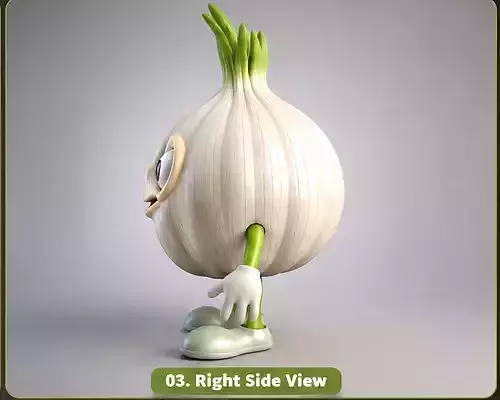 Cute Anime Garlic Mascot Cartoon Rigged GameReady 3D model 5
