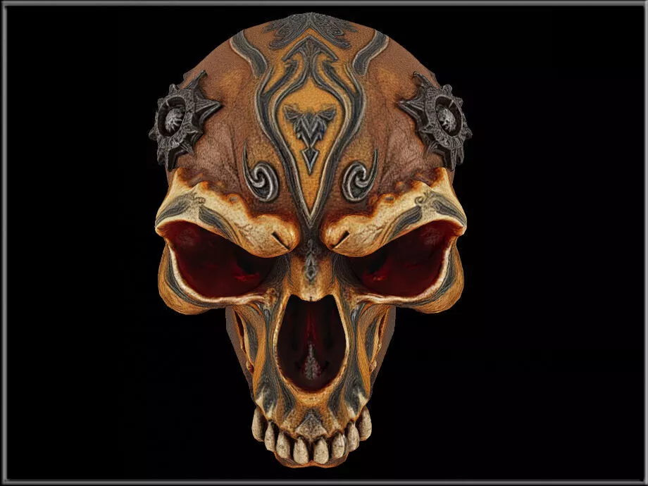 Ornate Fantasy Skull Low-poly 3D model