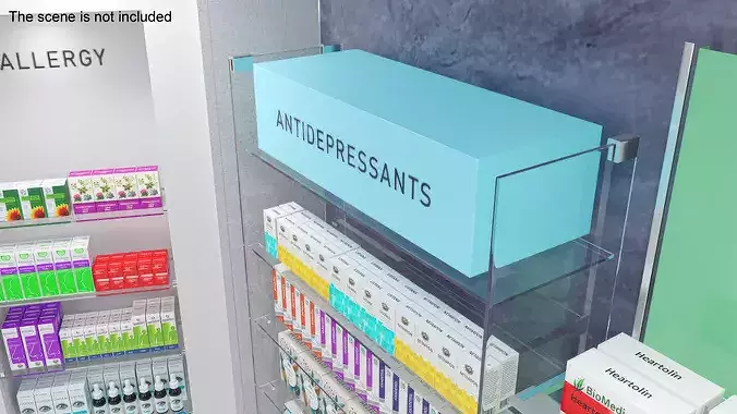 Antidepressants Pharmacy Shelf 3D model 3