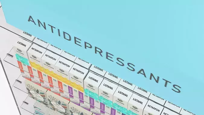 Antidepressants Pharmacy Shelf 3D model 5