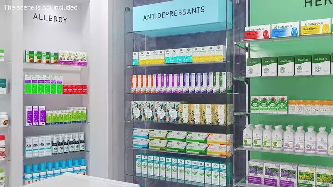 Antidepressants Pharmacy Shelf 3D model 2