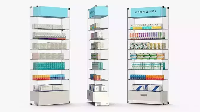 Antidepressants Pharmacy Shelf 3D model