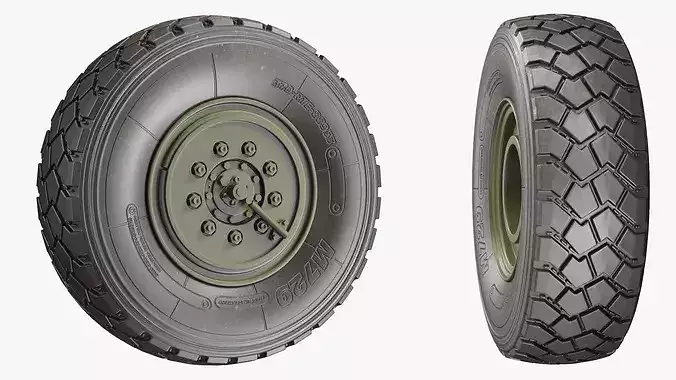 All Terrain Military Wheels Tire 3D model 5