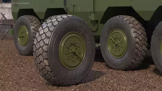 All Terrain Military Wheels Tire 3D model 2