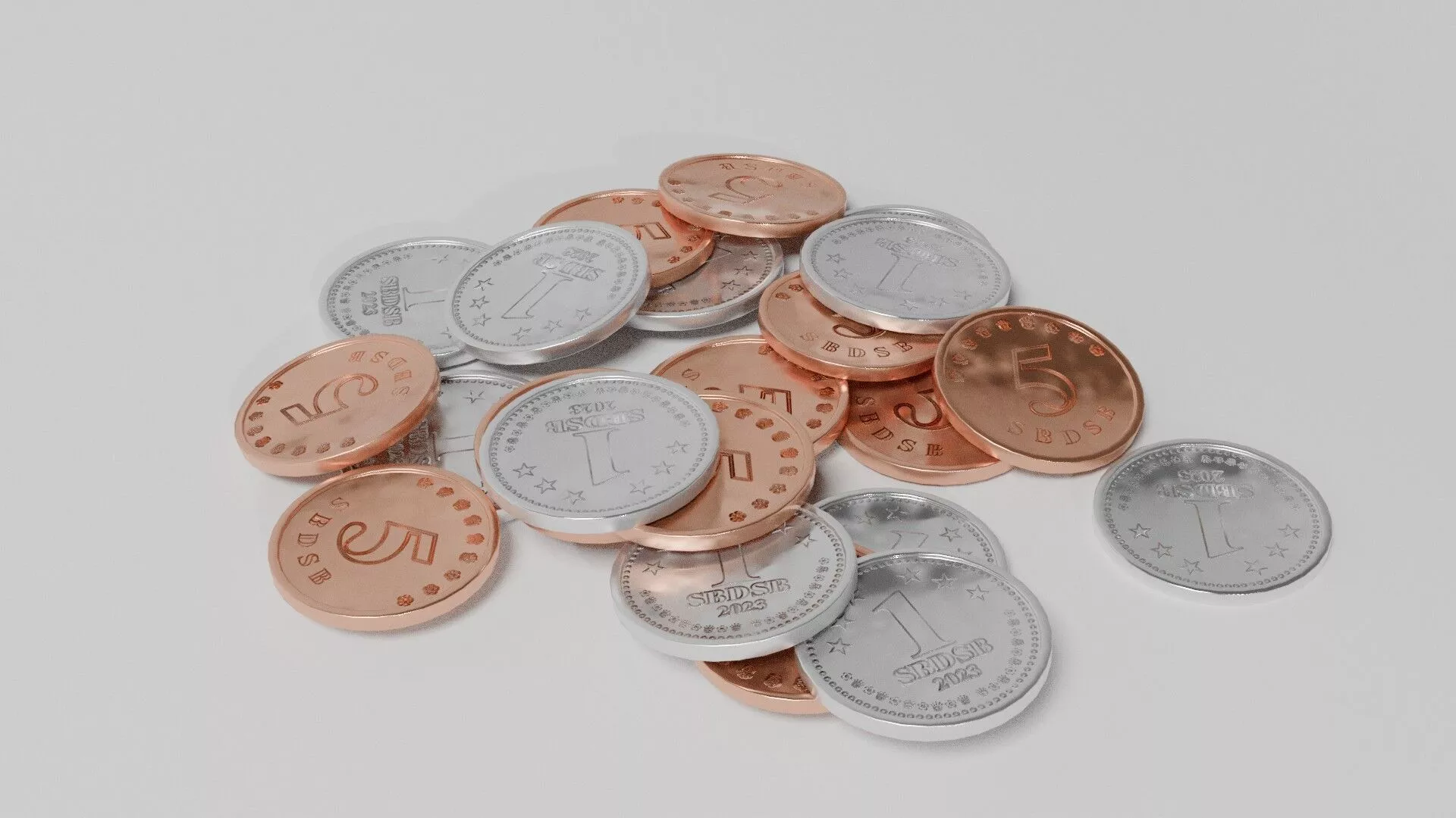 Copper and Silver Coin Props Currency Collectibles Free 3D model