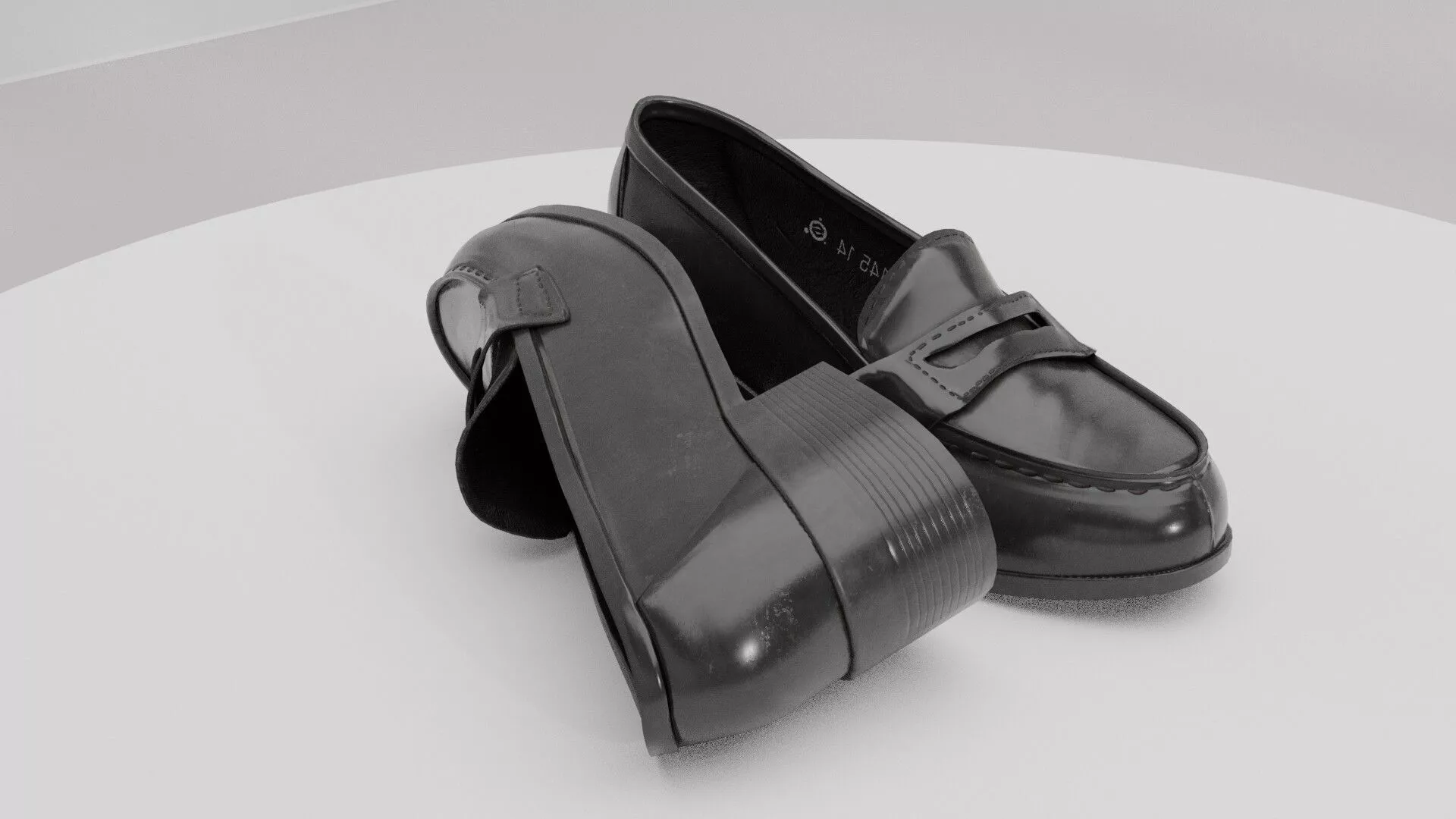 Black Leather Women Loafers Free 3D model