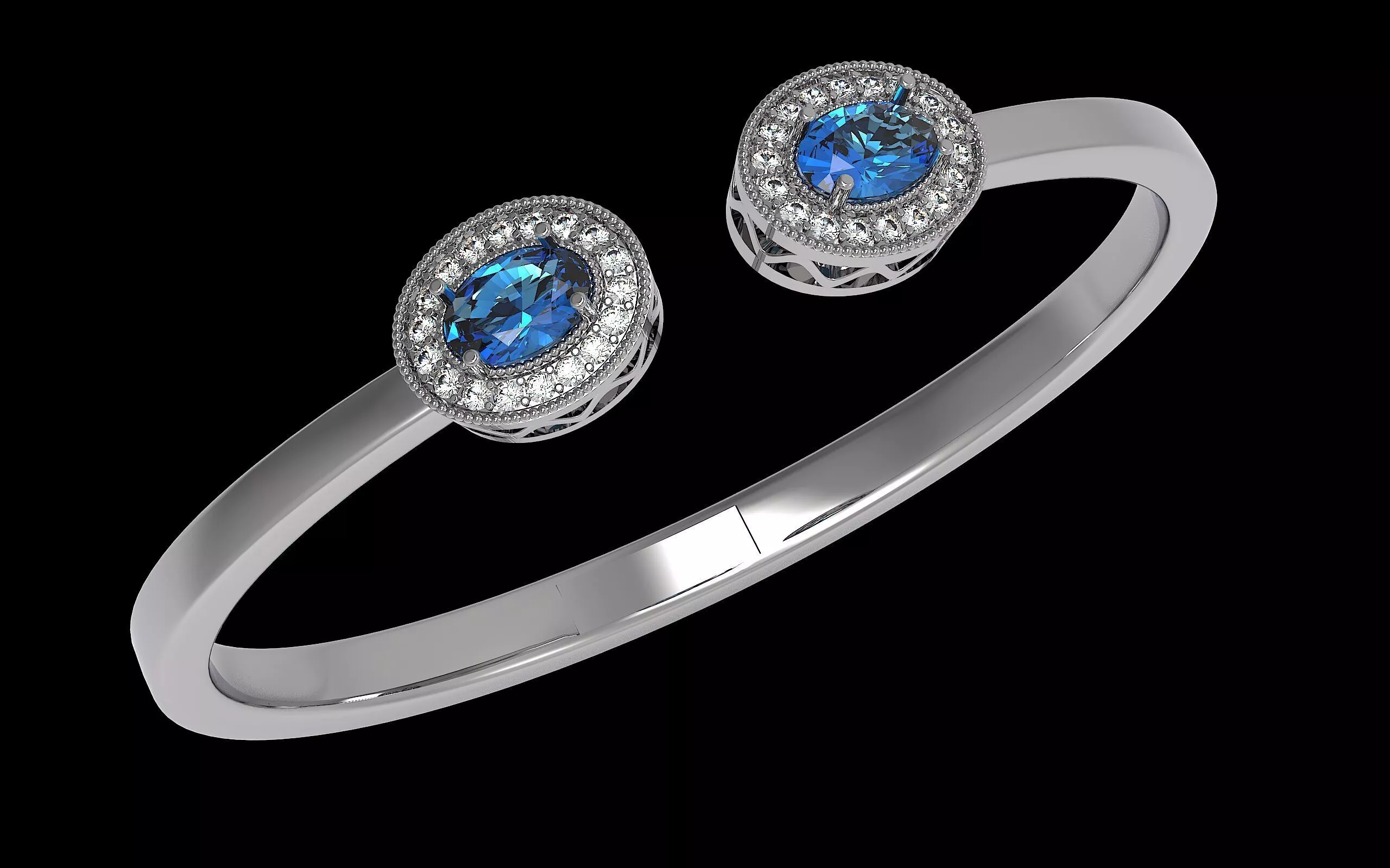 Oval Halo miligrane Bracelet with Spring Plate Hinge 3D print model