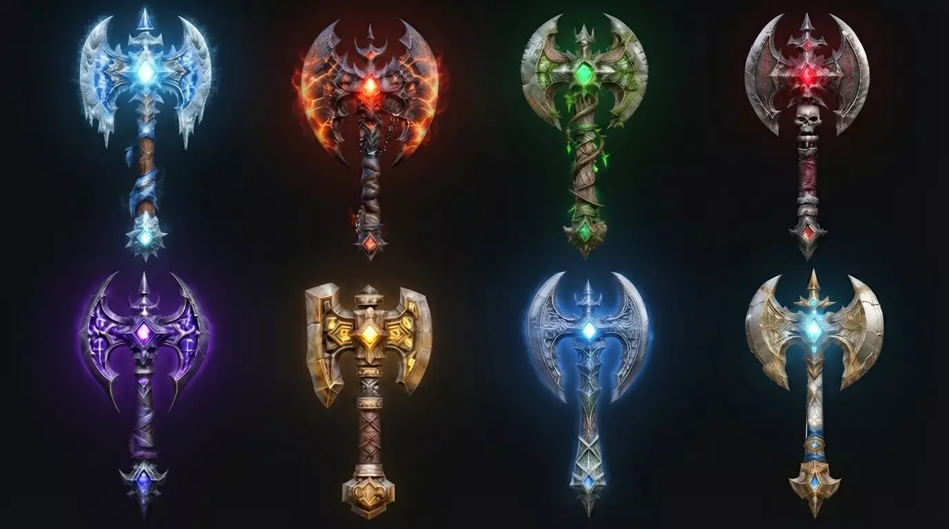 Fantasy Battle Axe Pack Low-poly 3D model