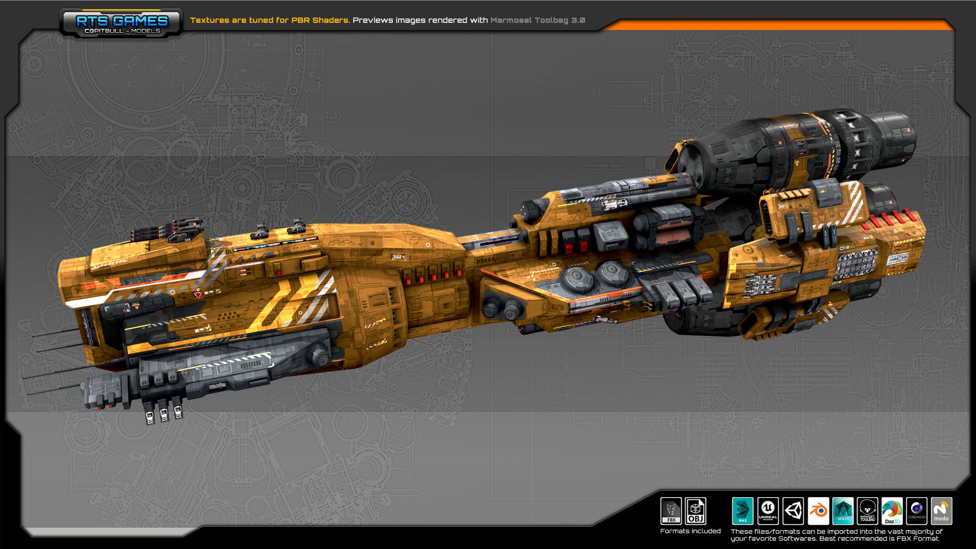 Federation Dreadnought 2D Low-poly 3D model_4