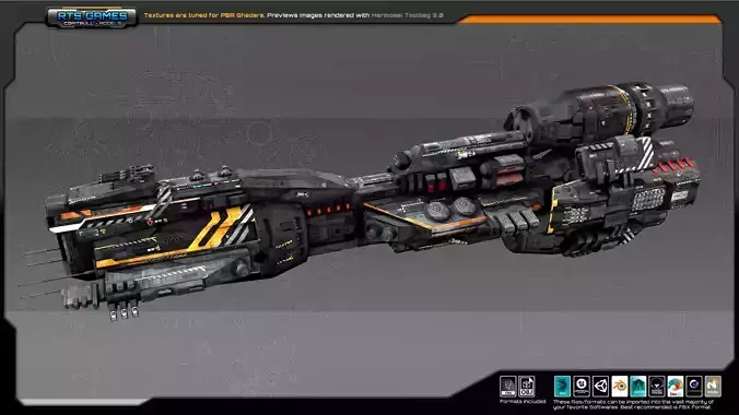 Federation Dreadnought 2D Low-poly 3D model