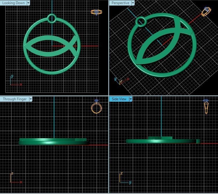 Pendant christian fish in gold 3D print model_2