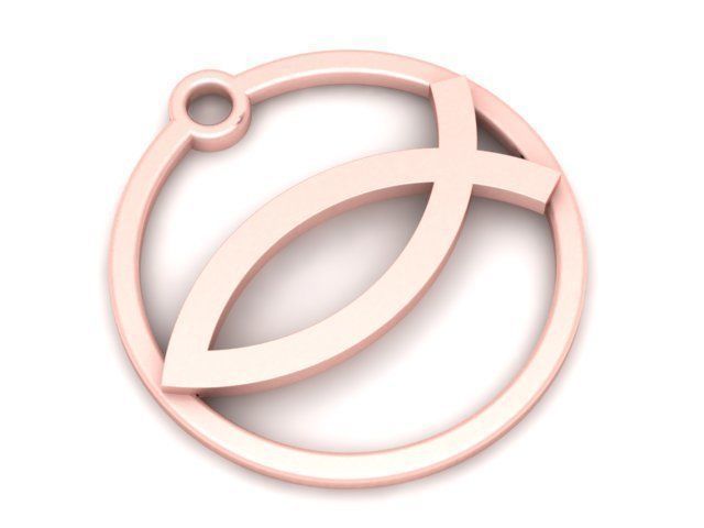 Pendant christian fish in gold 3D print model_1