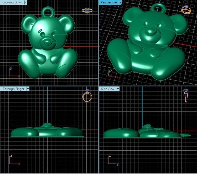 Pendant rose gold teddy bear charm 3D print model_2