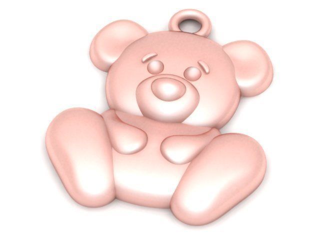 Pendant rose gold teddy bear charm 3D print model_1