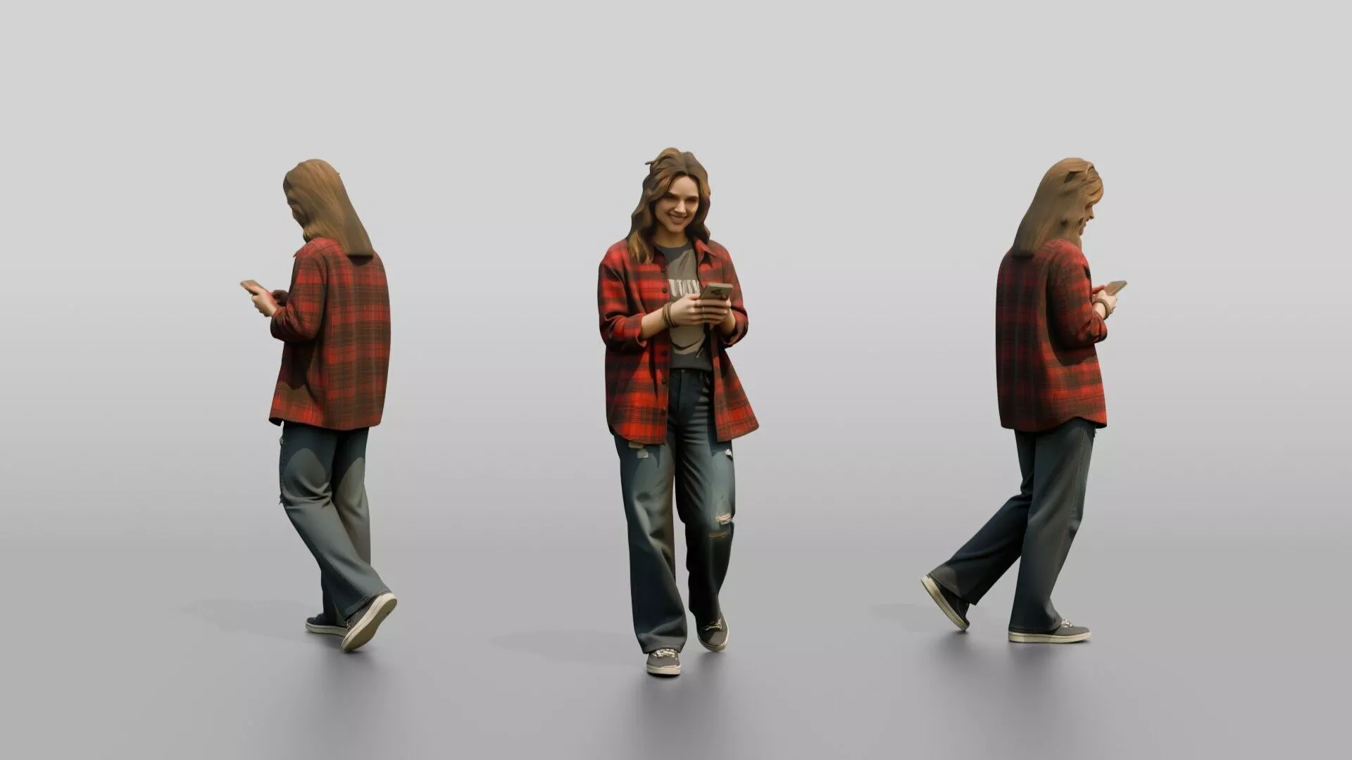 Grunge Skater Woman 02 3D model