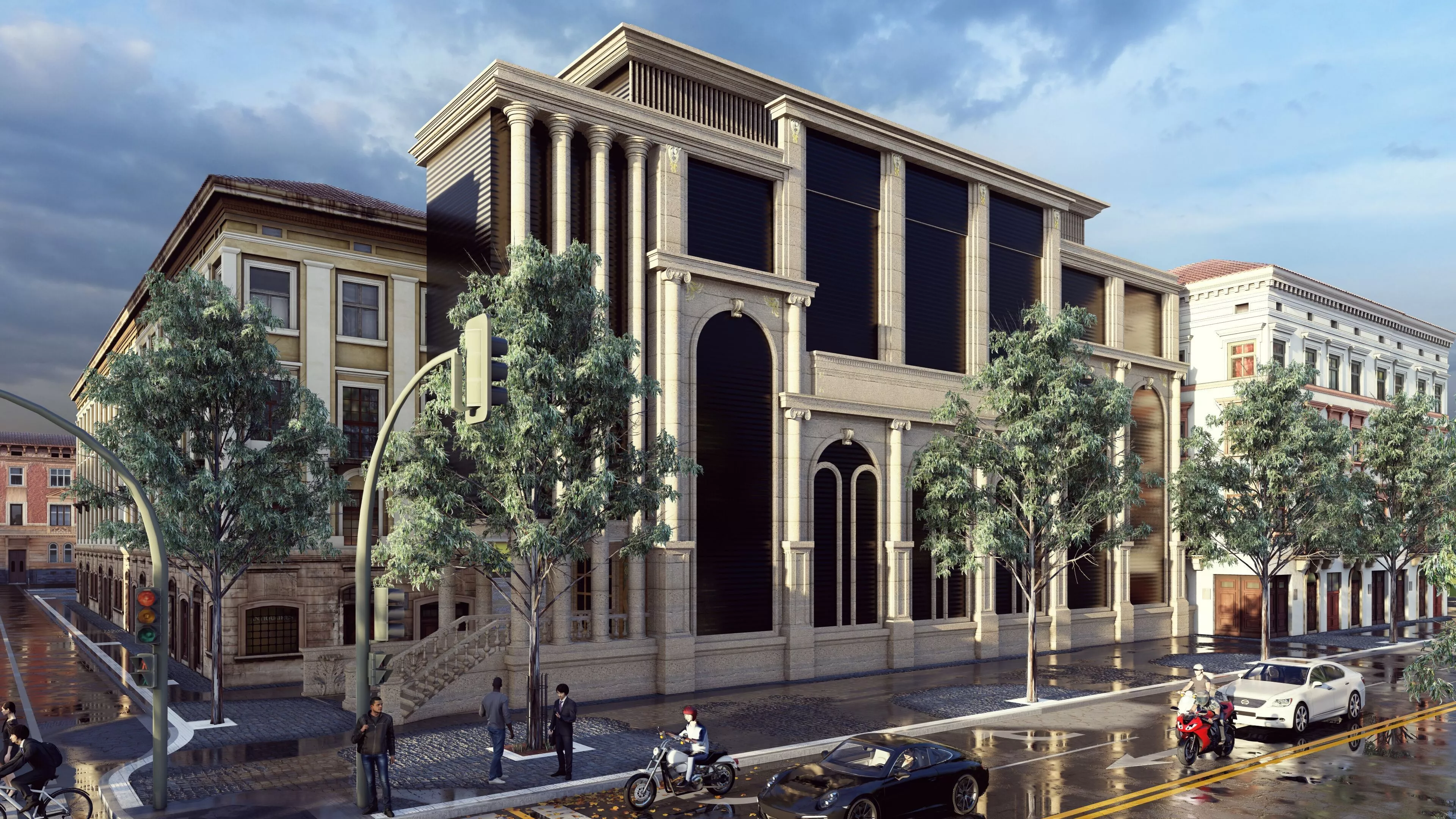 Classic stone facade-Building Classic Facade Element 3D model