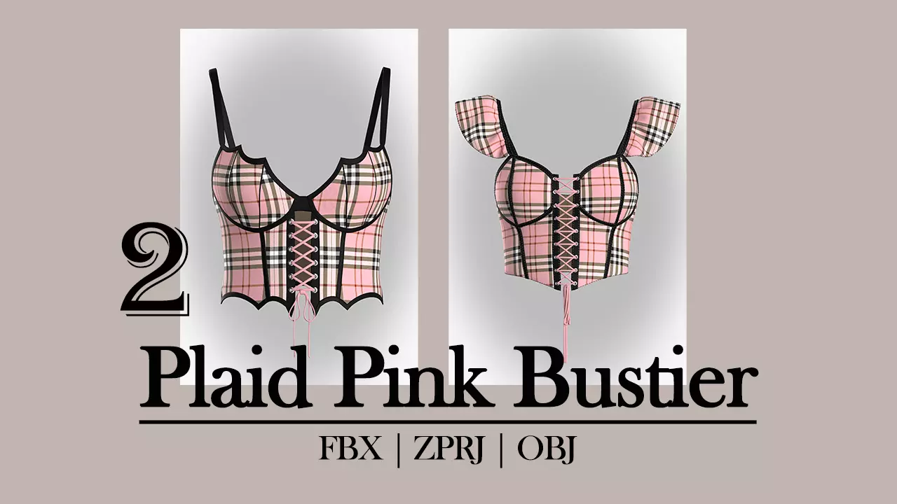 Plaid Pink Bustier 3D model