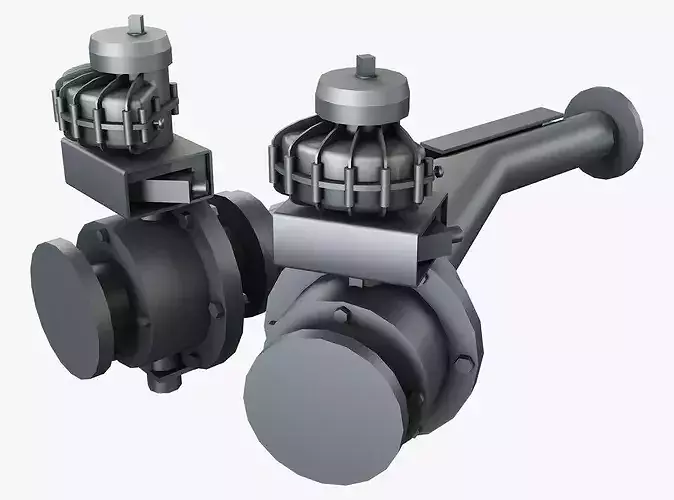 Converging Switch Valve 100mm M1 Low Poly