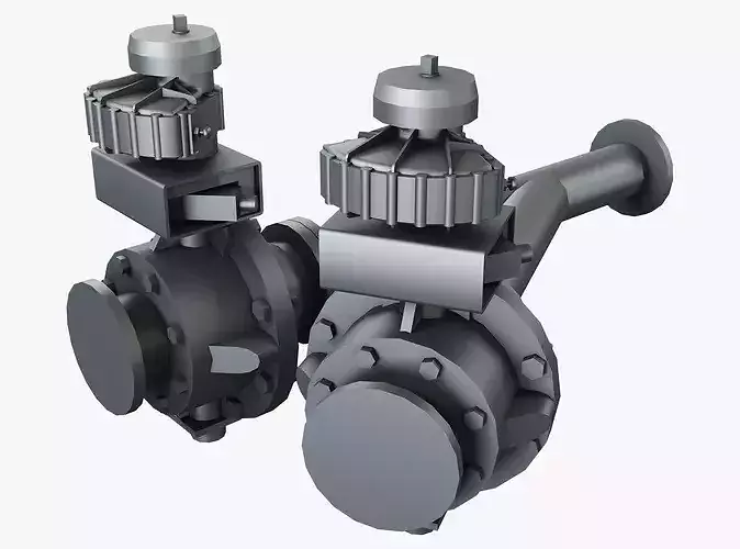 Converging Switch Valve 125mm M1 Low Poly