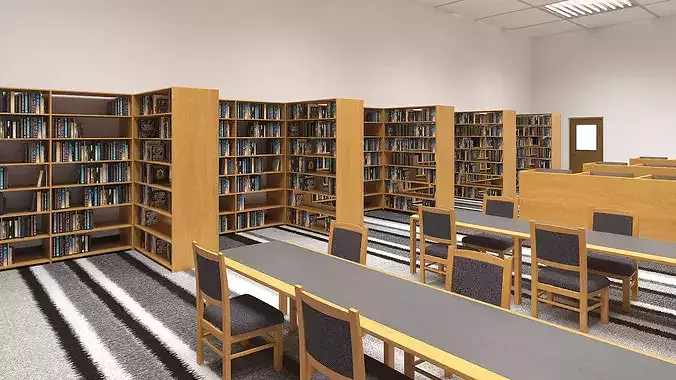 School Library Interior 3D model 3