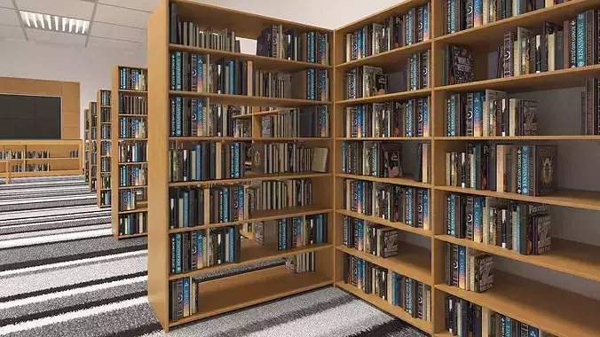 School Library Interior 3D model 6