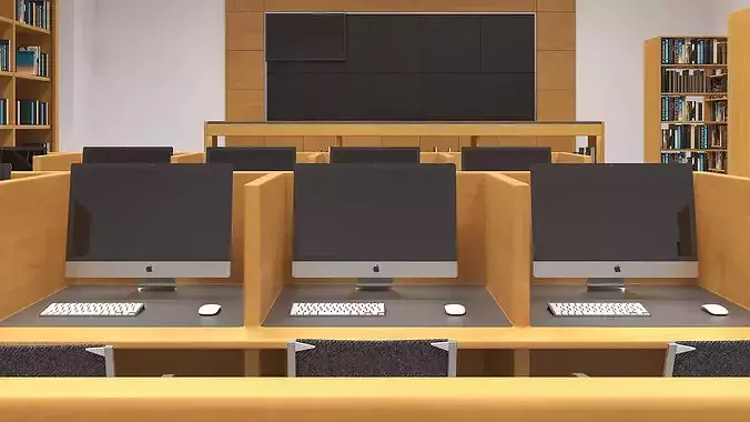 School Library Interior 3D model 7