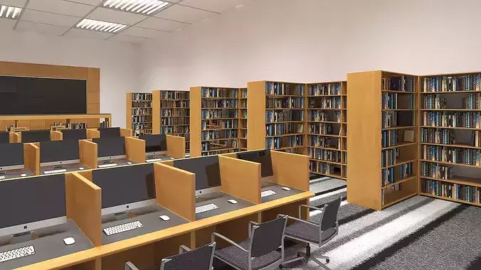 School Library Interior 3D model 5