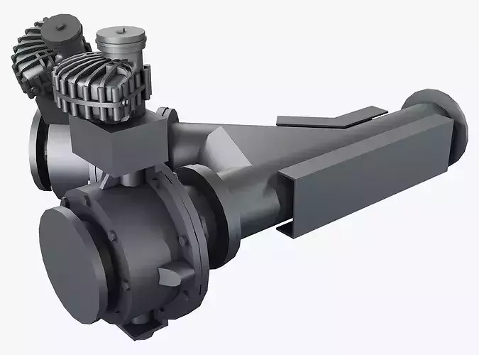 Converging Switch Valve 250mm M1 Low Poly