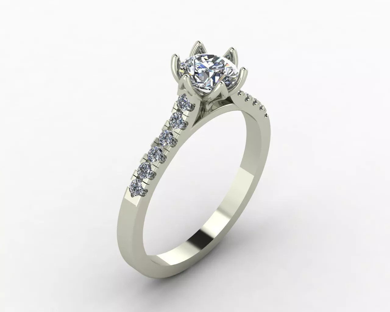 Solitaire Round Cut Six Tulip Prong Wedding Ring 3DM STL 3D print model