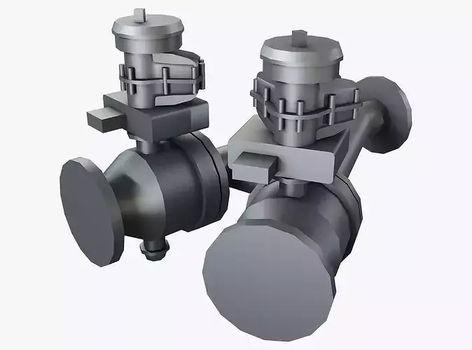 Diverging Switch Valve 80mm M1 Low Poly