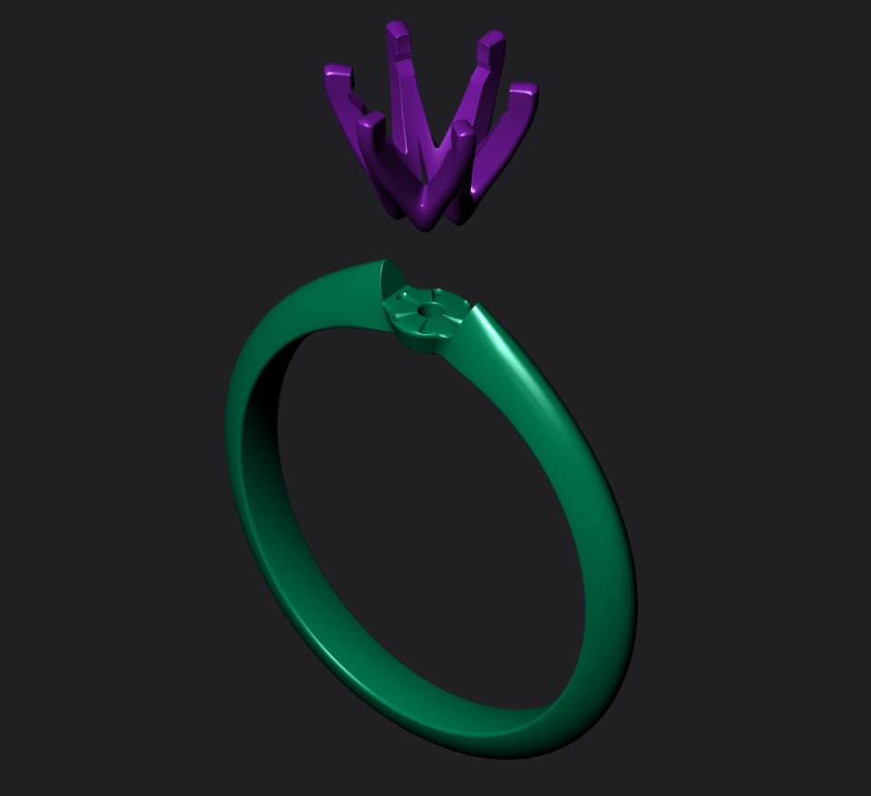 Solitaire 1ct Diamond Ring 3D Model -0198   3D print model_5