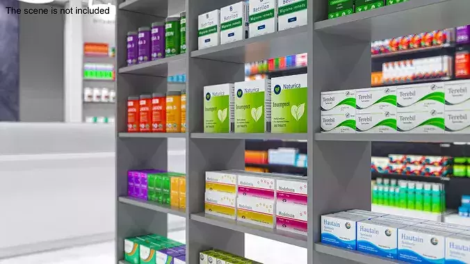 Storage Unit with Pharmacy Products 3D model 4