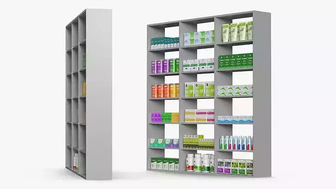 Storage Unit with Pharmacy Products 3D model