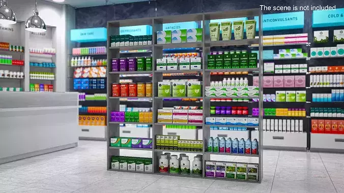 Storage Unit with Pharmacy Products 3D model 3