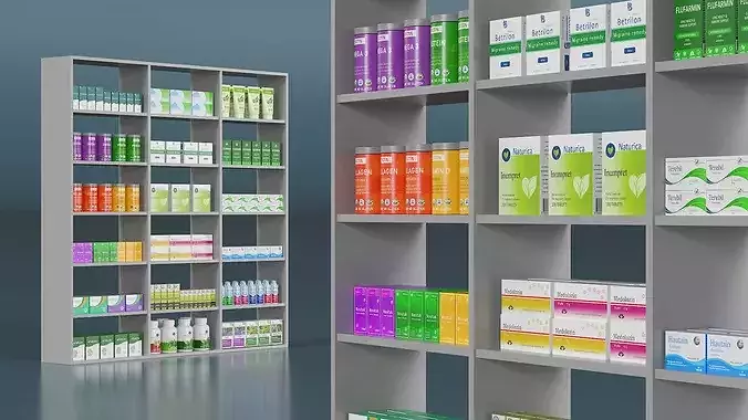 Storage Unit with Pharmacy Products 3D model 5