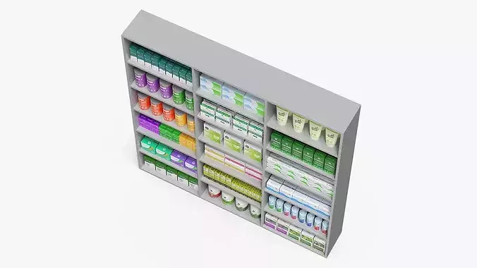 Storage Unit with Pharmacy Products 3D model 6