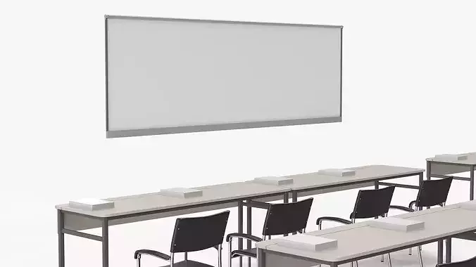 Classroom with Desks and Chairs 3D model 7