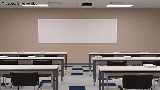 Classroom with Desks and Chairs 3D model 4