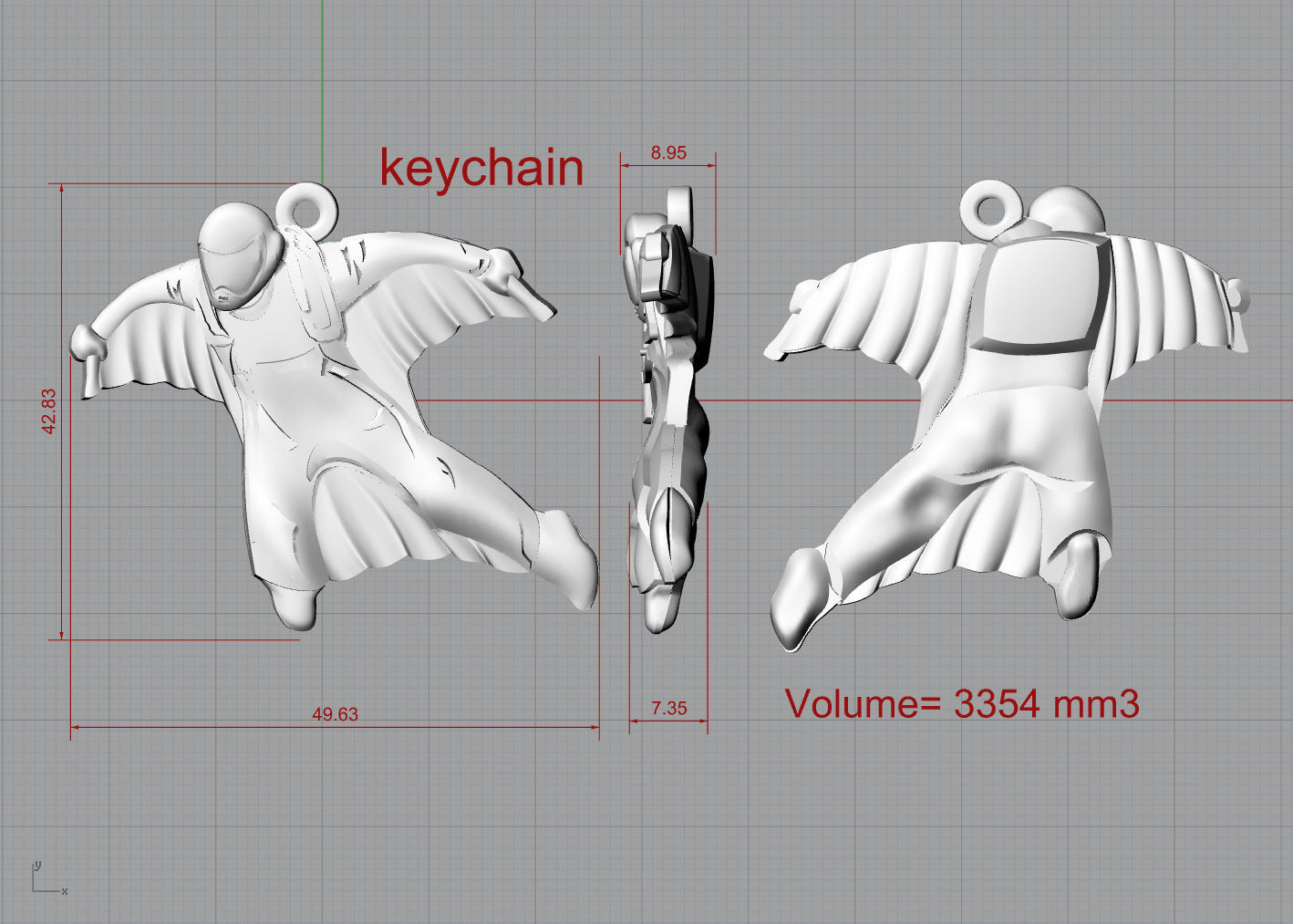 Wingsuit orignal pendant keychain 3D print model_2