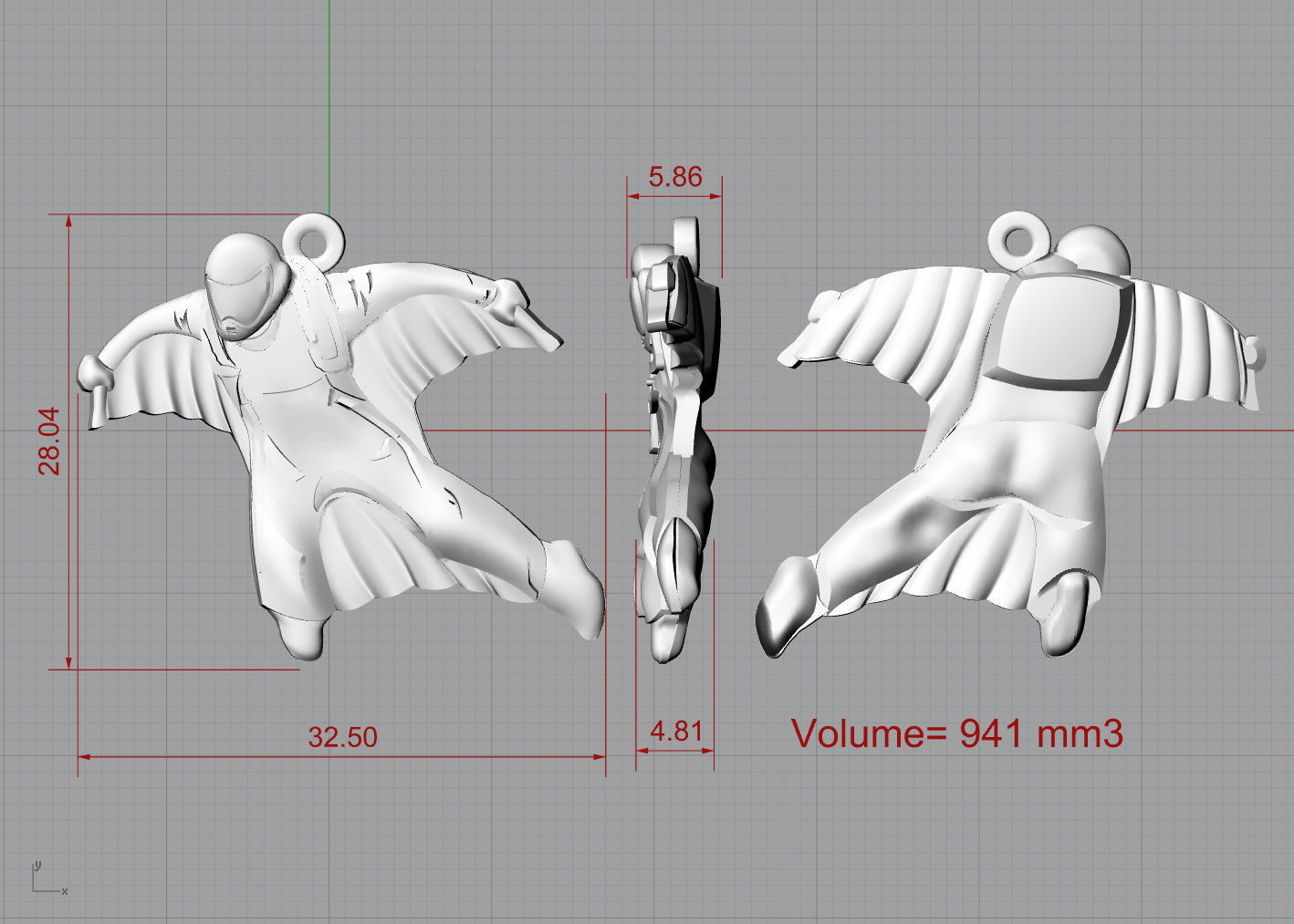 Wingsuit orignal pendant keychain 3D print model_1