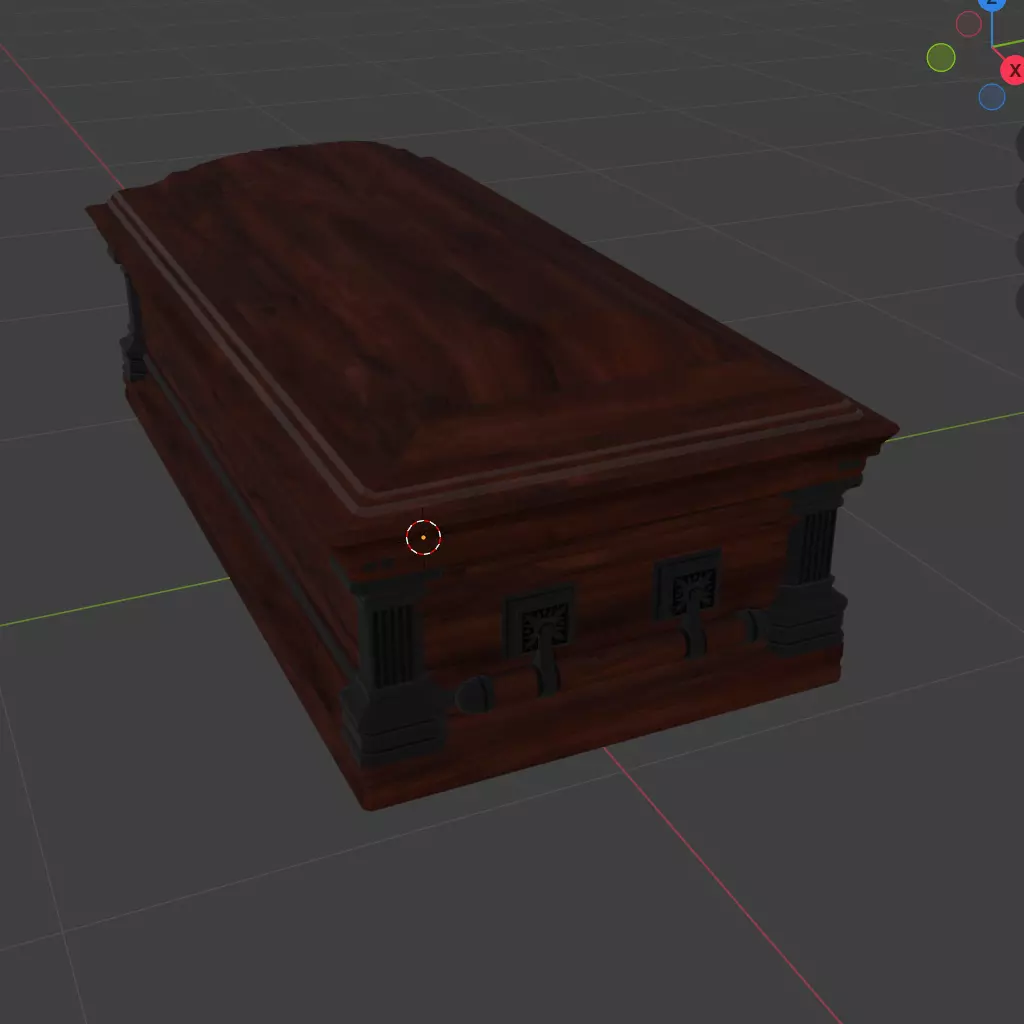 Wooden Funeral Casket Low-poly 3D model
