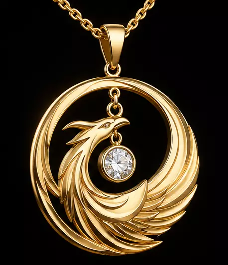 Phoenix Halo Pendant with Floating Round Gem 3D print model