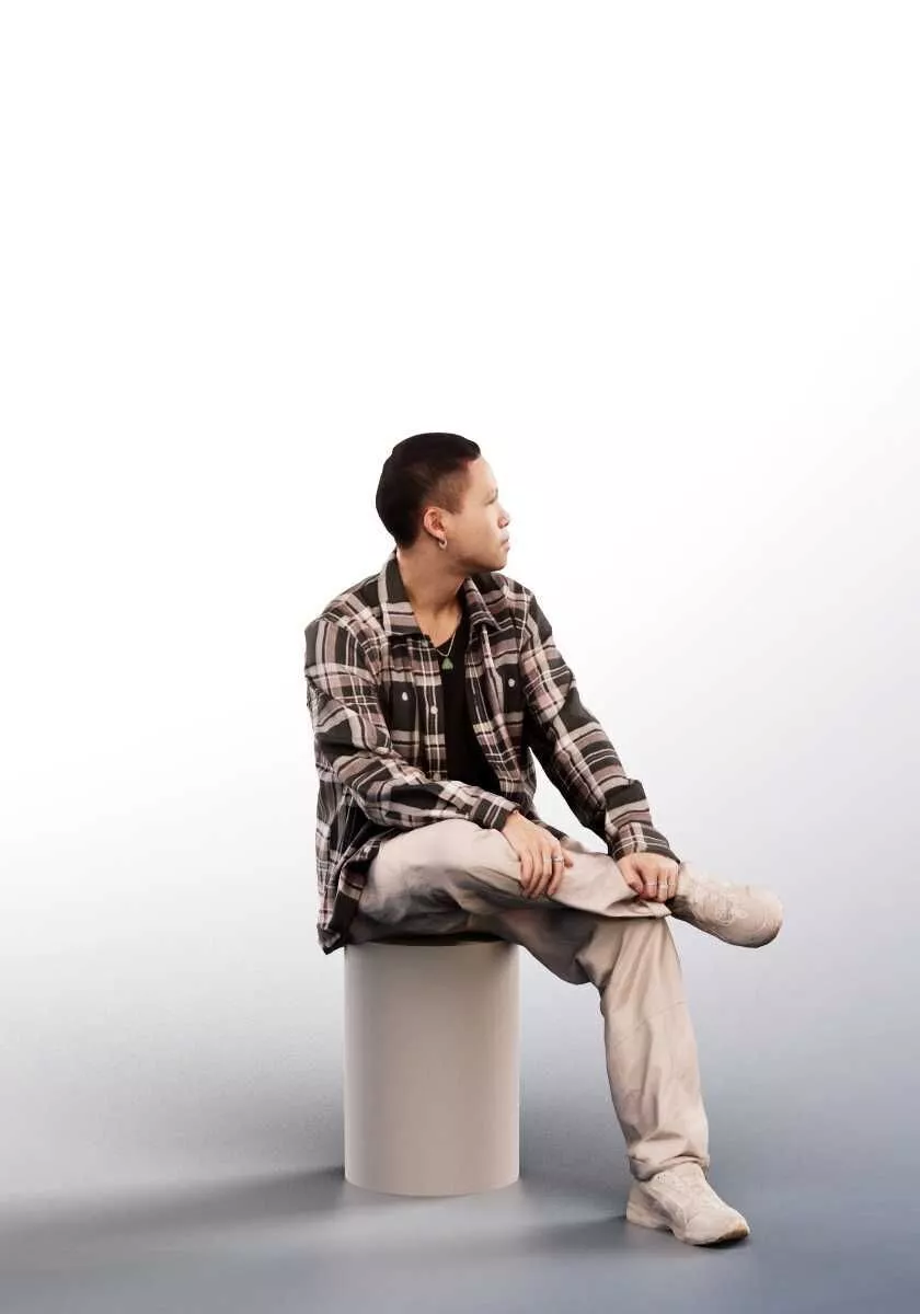 Kai - 13840 Man Casual Asian Sitting Low-poly 3D model