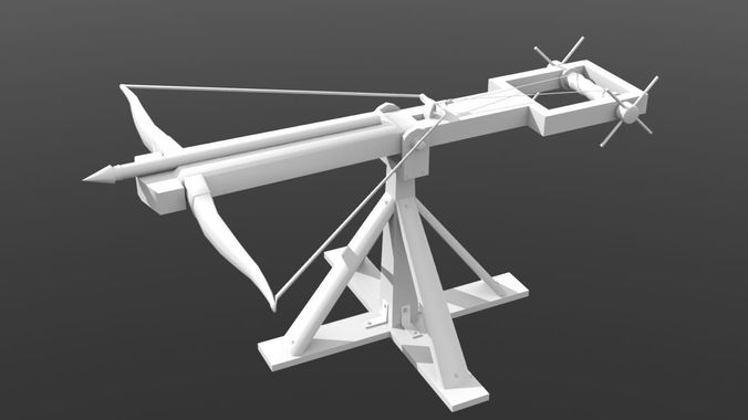 Low Poly Ballista bow and arrow Low-poly 3D model