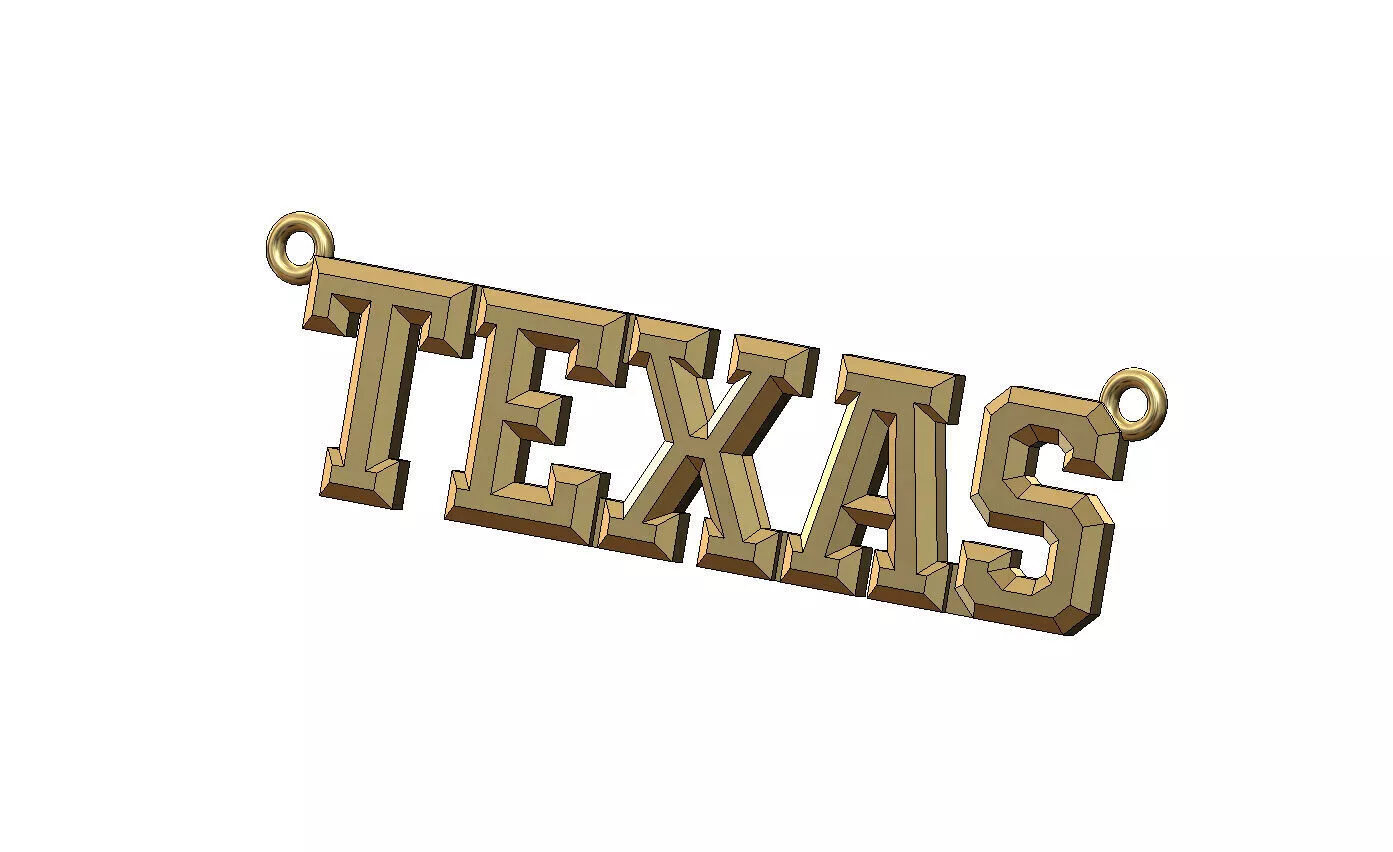 Chamfered Texas name pendant and charm 3D print model