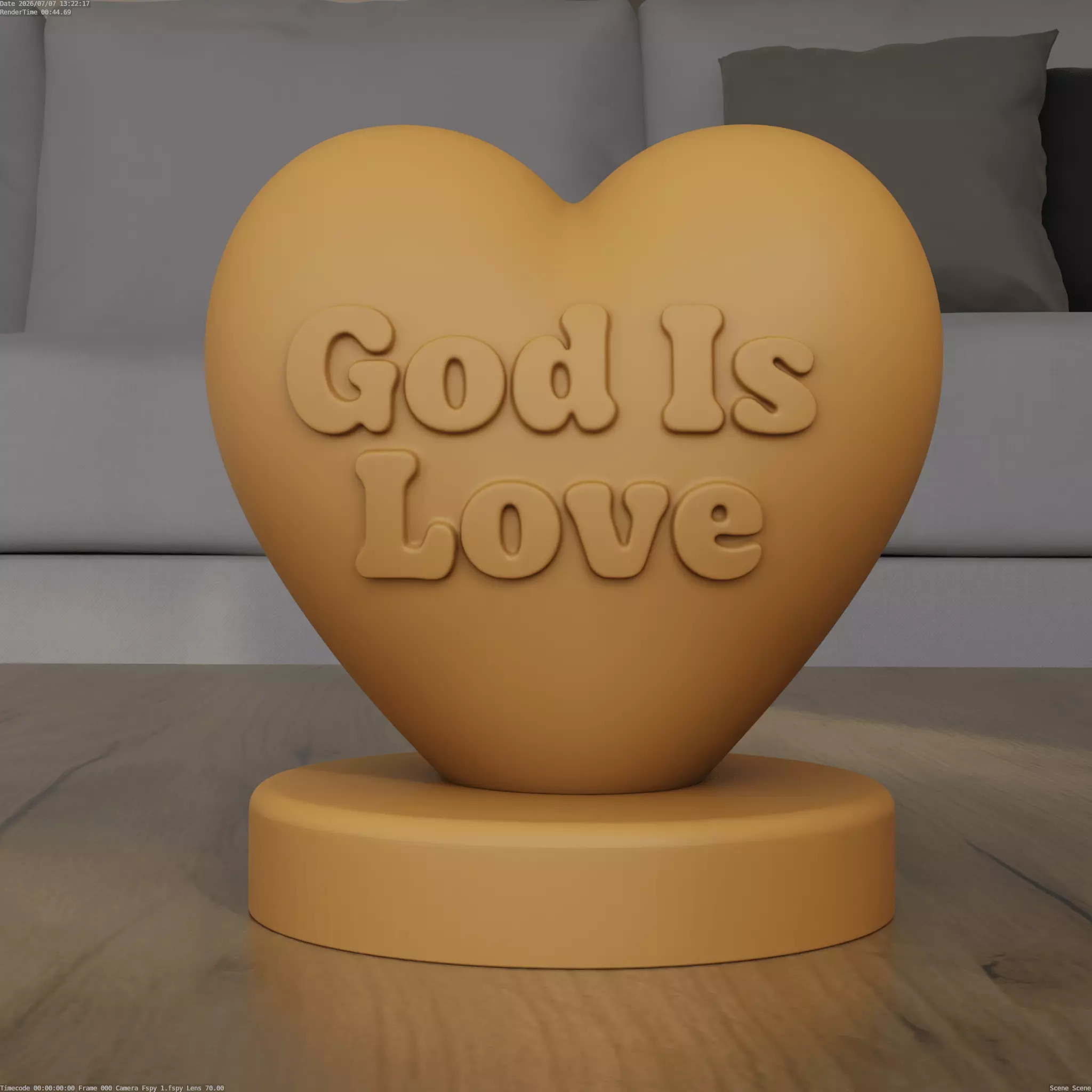 God Is Love Heart 3D Print Model 3D print model