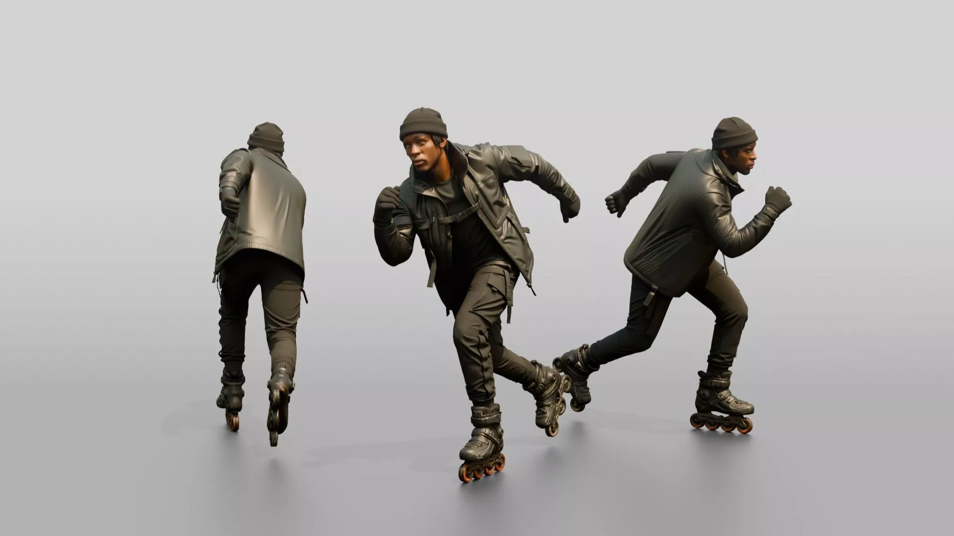 Inline Skater Man in Action 3D model
