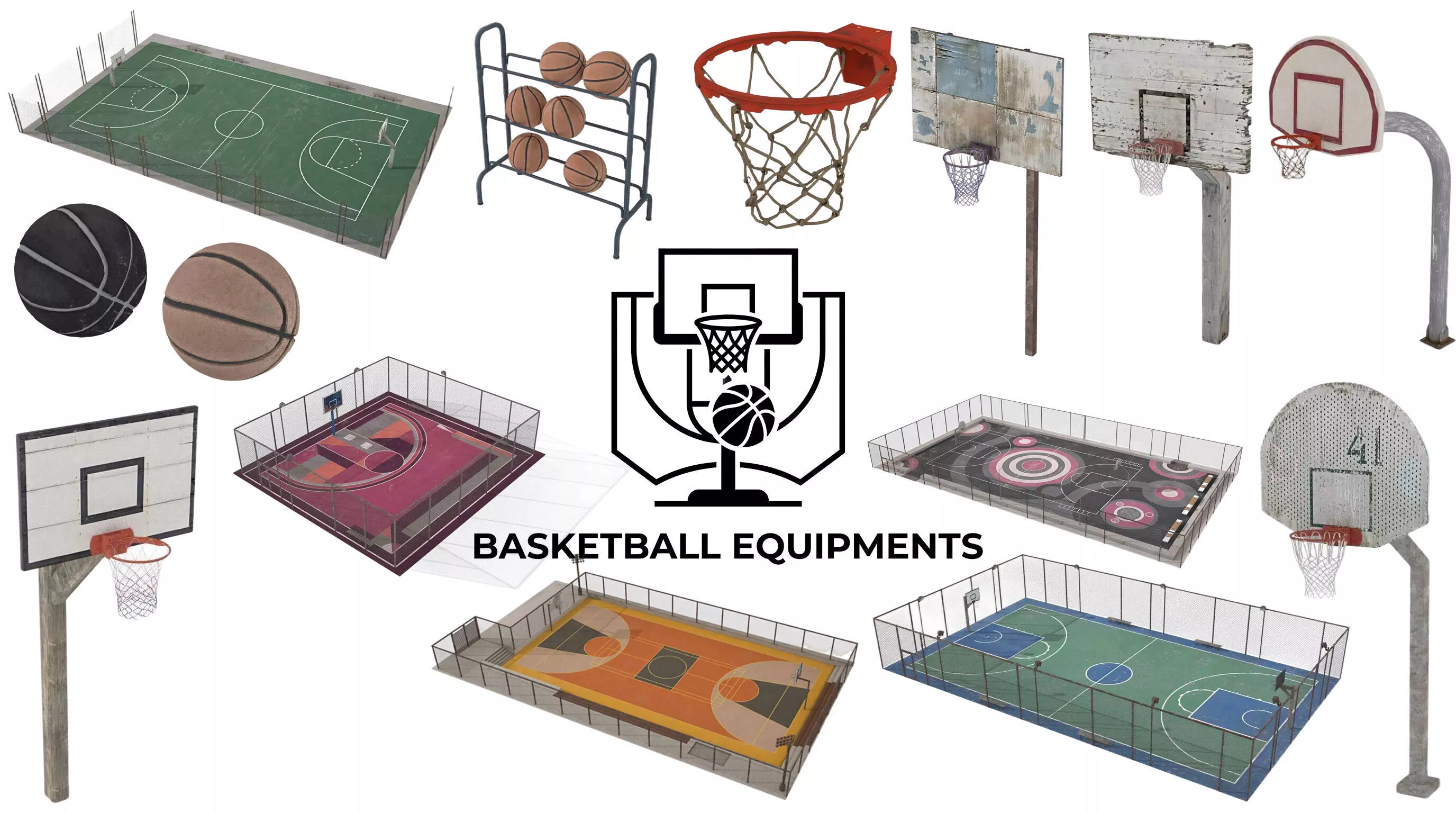 BASKETBALL EQUIPMENTS 3D Model Pack