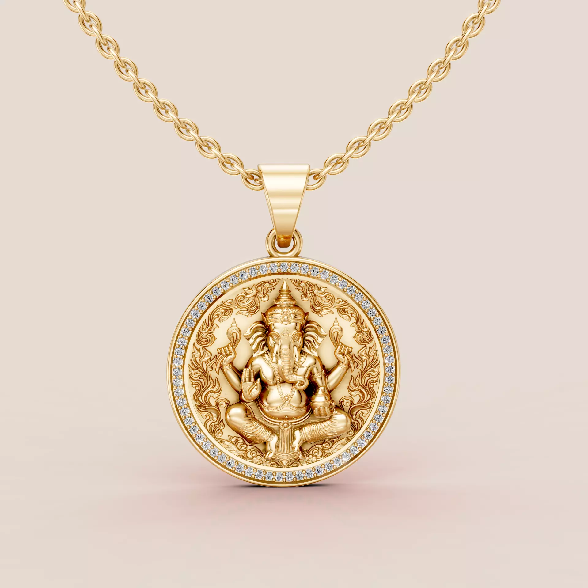 Lord Ganesha Round Pendant Free 3D print model